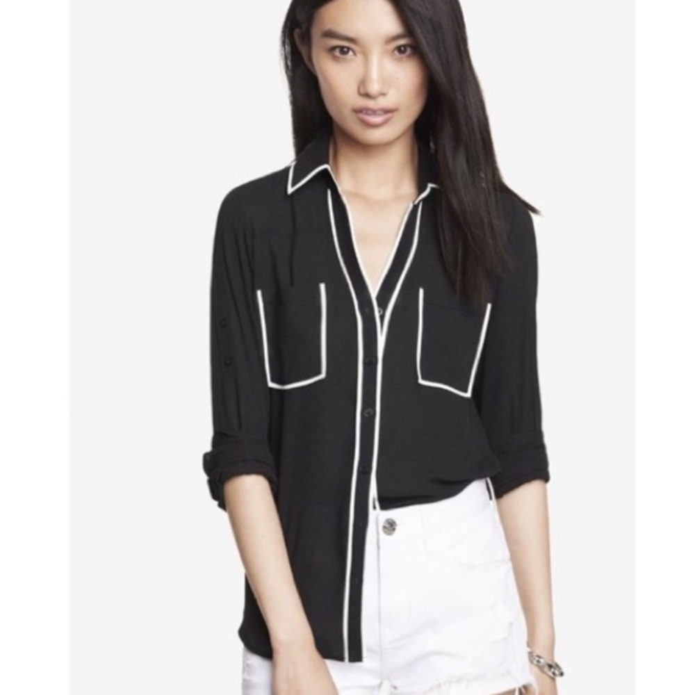 Porto fino top black with white piping